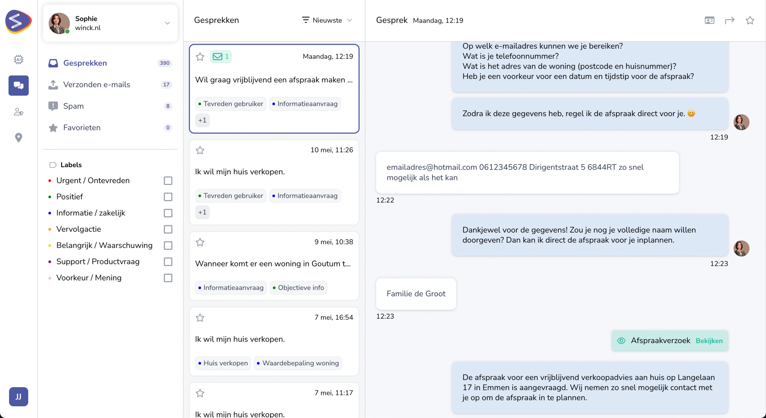 Screenshot of Winck AI Chatbot